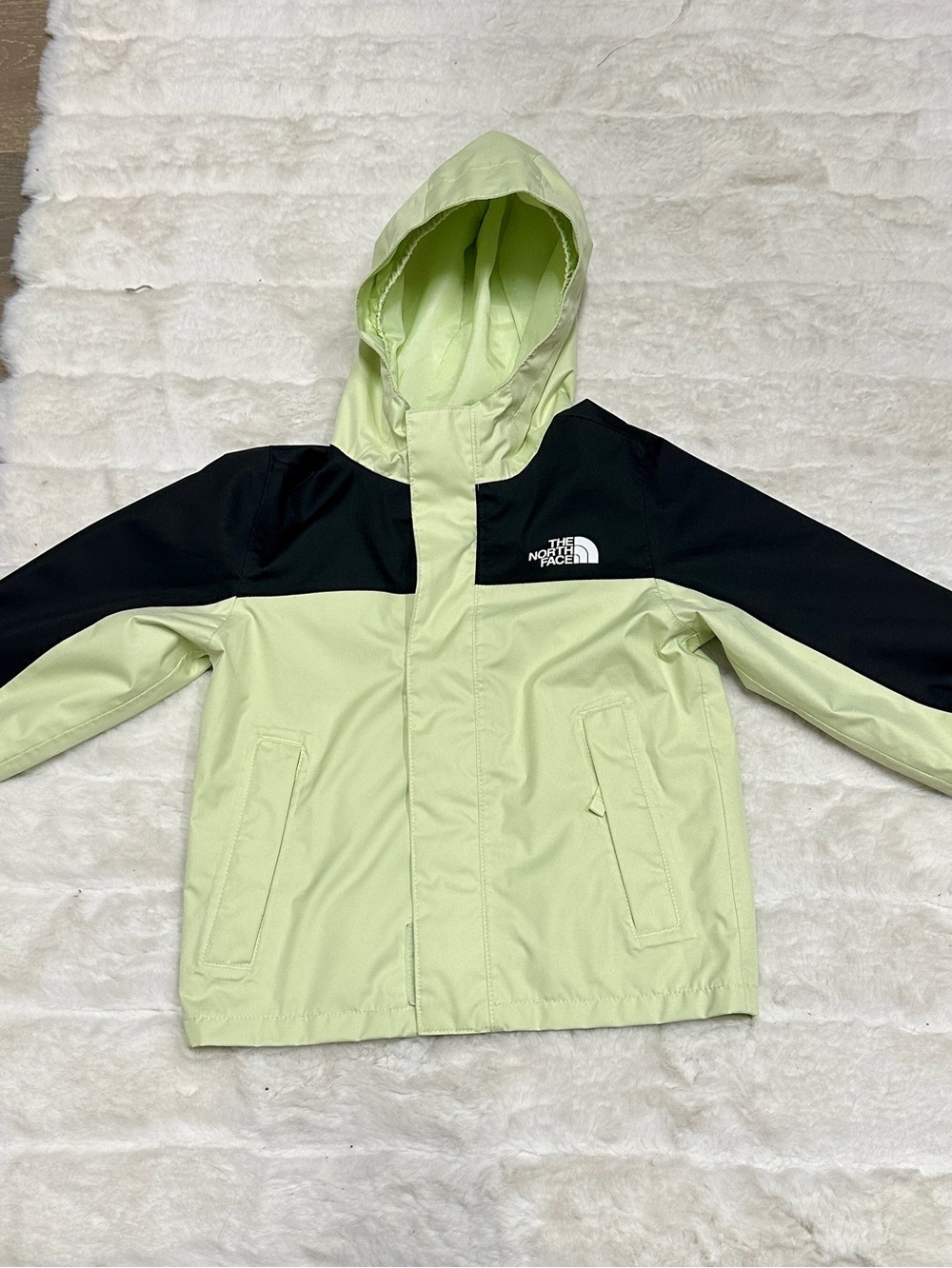 The North Face Kids Two-Tone Hooded Raincoat - Light Green & Black - Picture 1 of 7